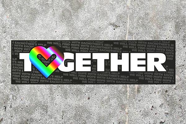 sticker that says together